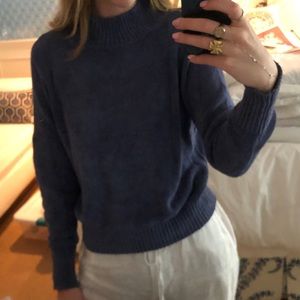 Wilfred/ Aritzia Blue Turtleneck Cropped Sweater